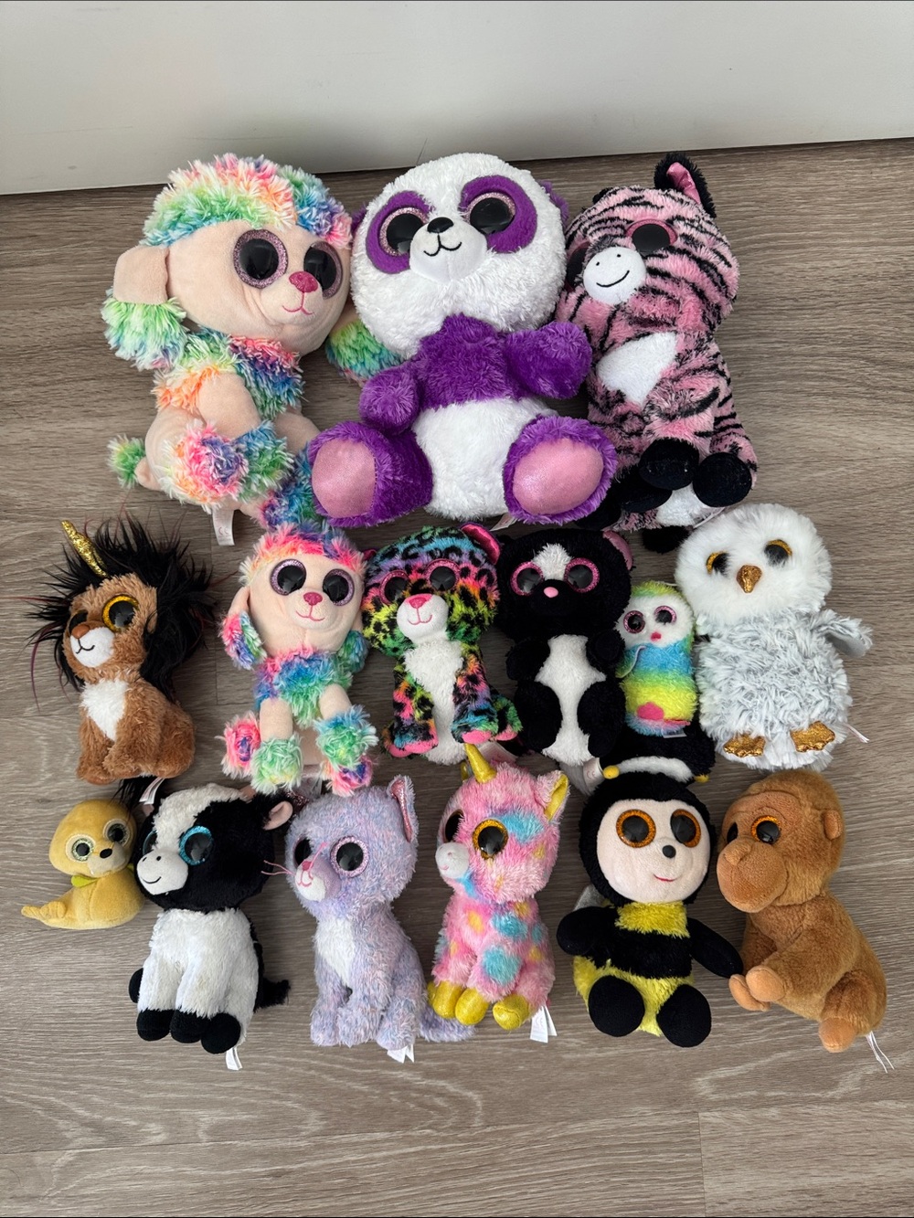 TY Beanie Boos Plush Lot of 15 Rainbow Unicorn Owl Panda Bee Stuffed Animals